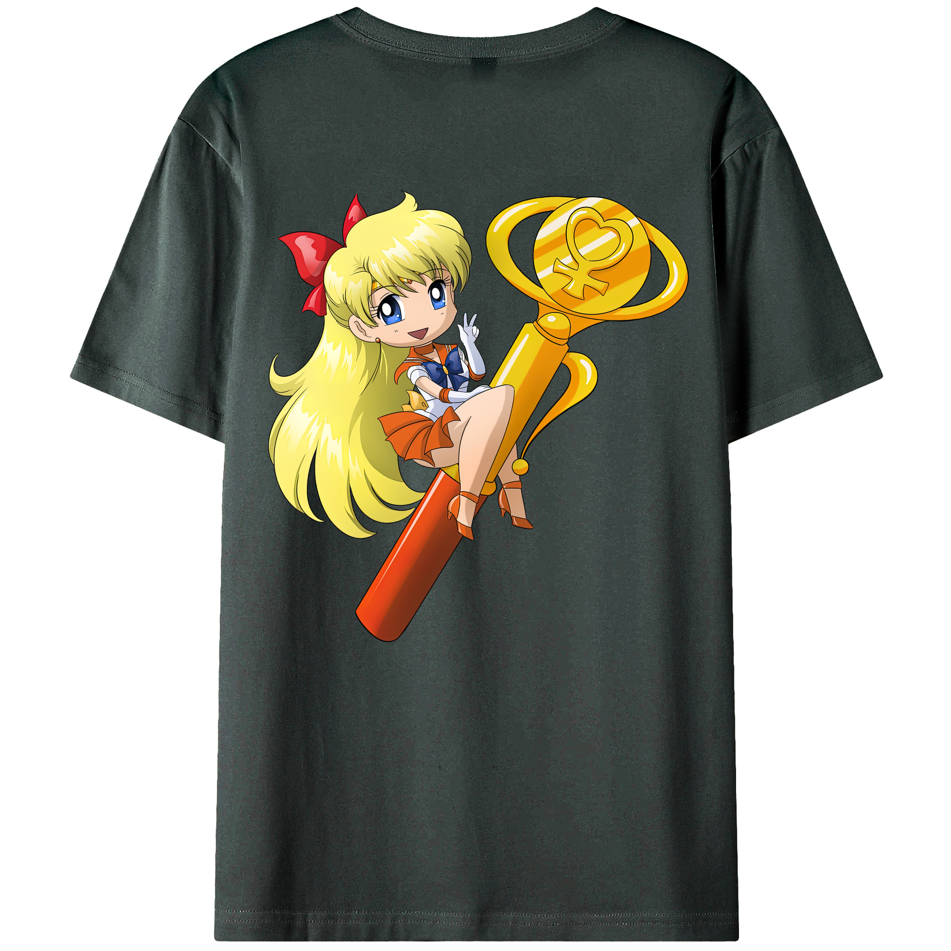 （画像用） 美少女戦士セーラームーン 愛野 美奈子 あいの みなこ Sailor Moon Aino Minako 綿100％ メンズ半袖Tシャツ（バックプリント） 通気性